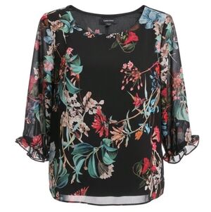 Karen Kane | Black Floral Sheer Blouse